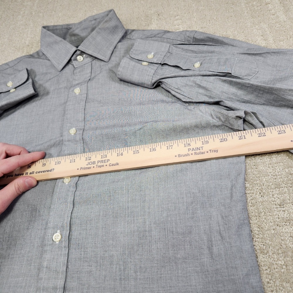 Vintage Polo Ralph Lauren Shirt Men 15.5 Button Down Gray Slim Fit Poplin Cotton - Picture 4 of 8